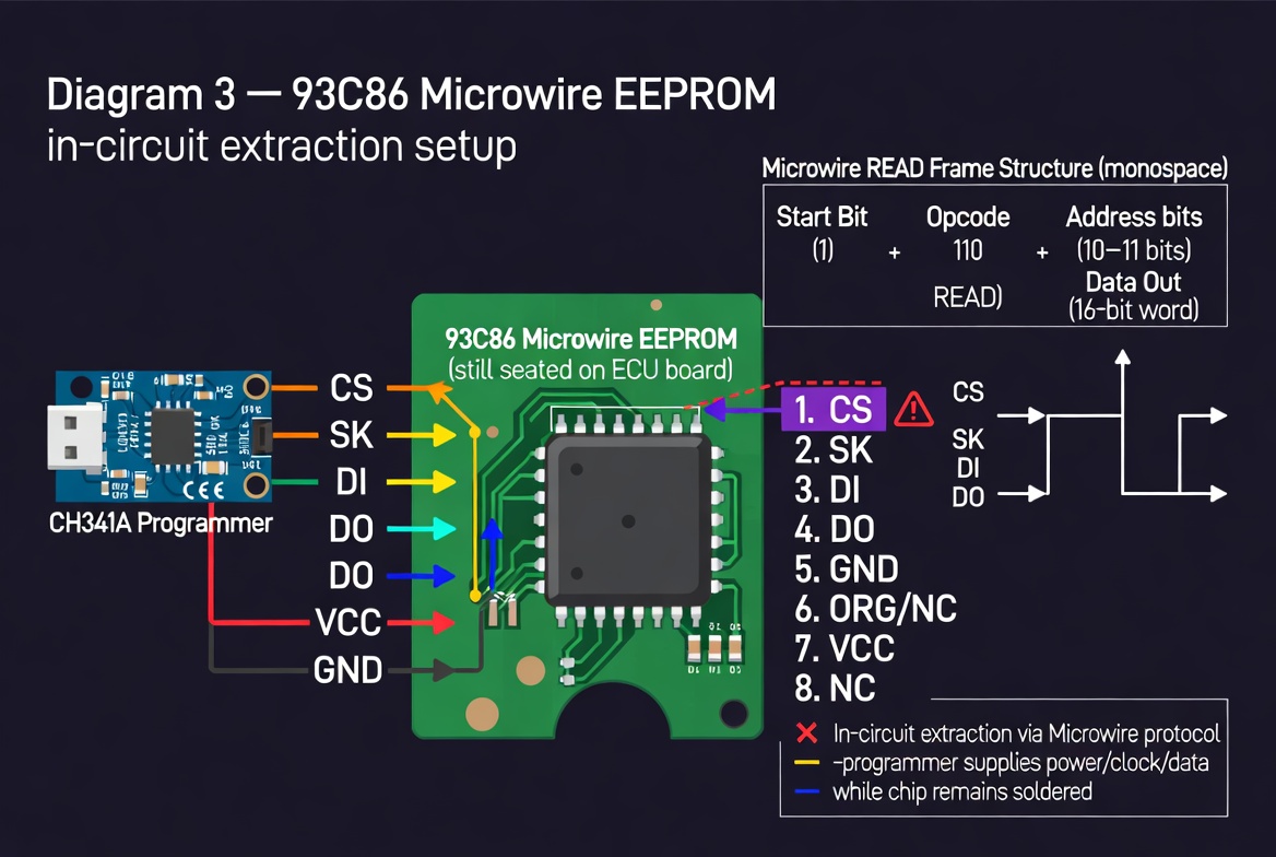 Fig. 3 — 93C86 Microwire EEPROM in-circuit extraction.